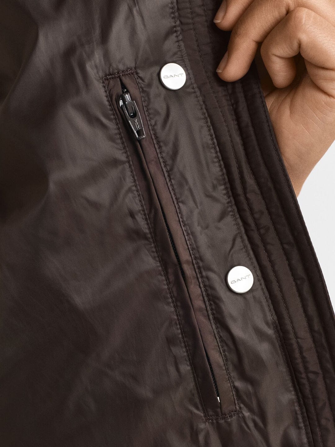 Gant Women Brown Solid Stand Collar Jacket