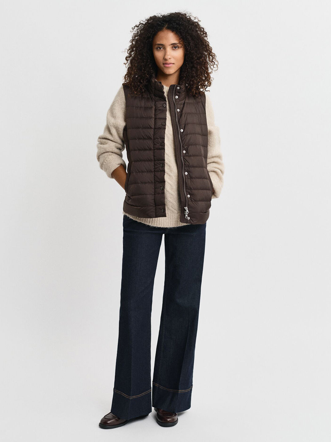 Gant Women Brown Solid Stand Collar Jacket