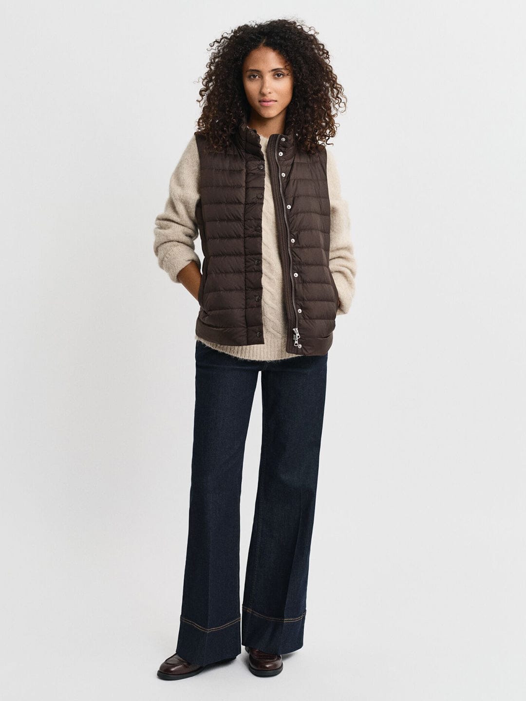 Gant Women Brown Solid Stand Collar Jacket