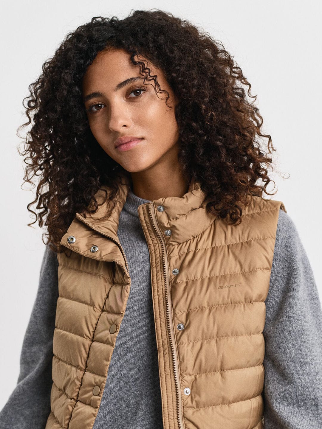 Gant Women Brown Solid Stand Collar Jacket