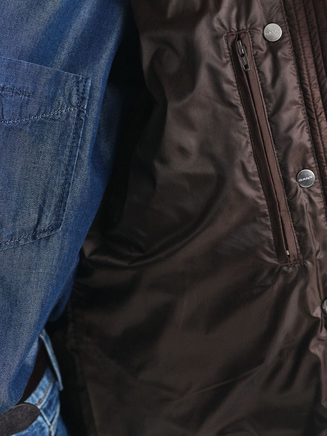 Gant Women Brown Solid Stand Collar Jacket