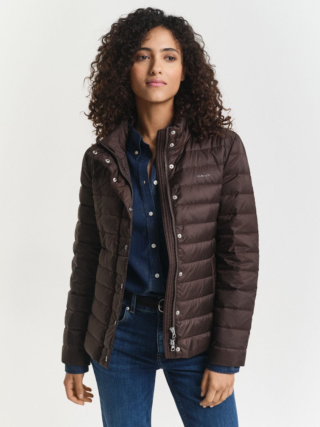 Gant Women Brown Solid Stand Collar Jacket