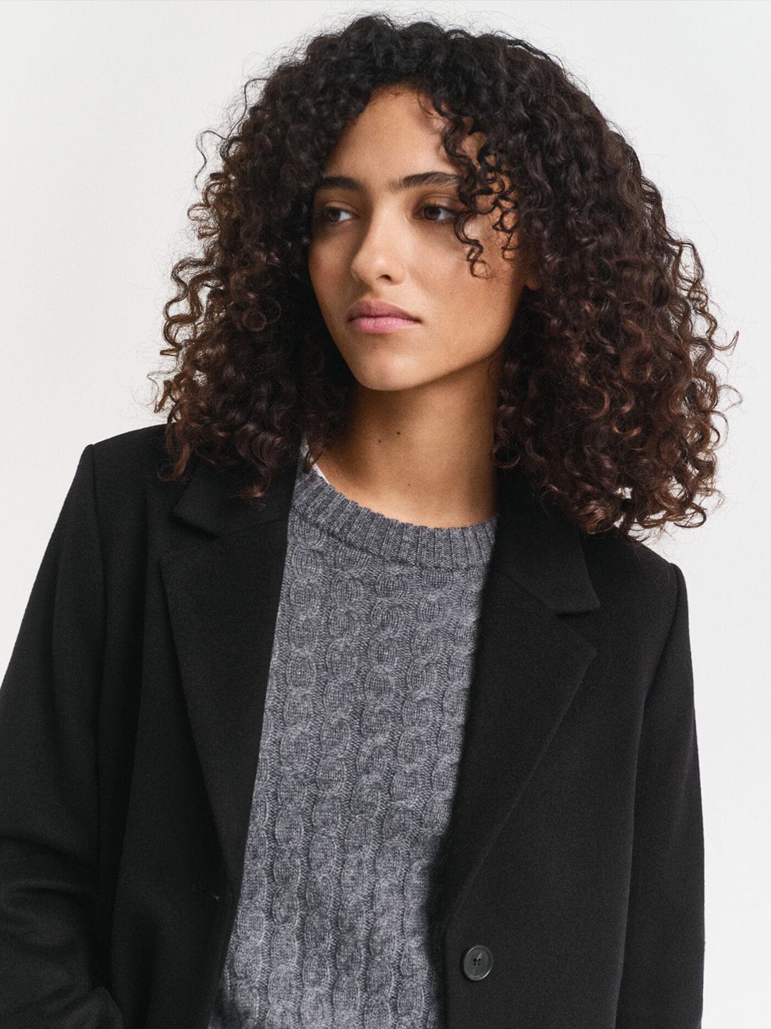 Gant Women Black Solid Collar Overcoat