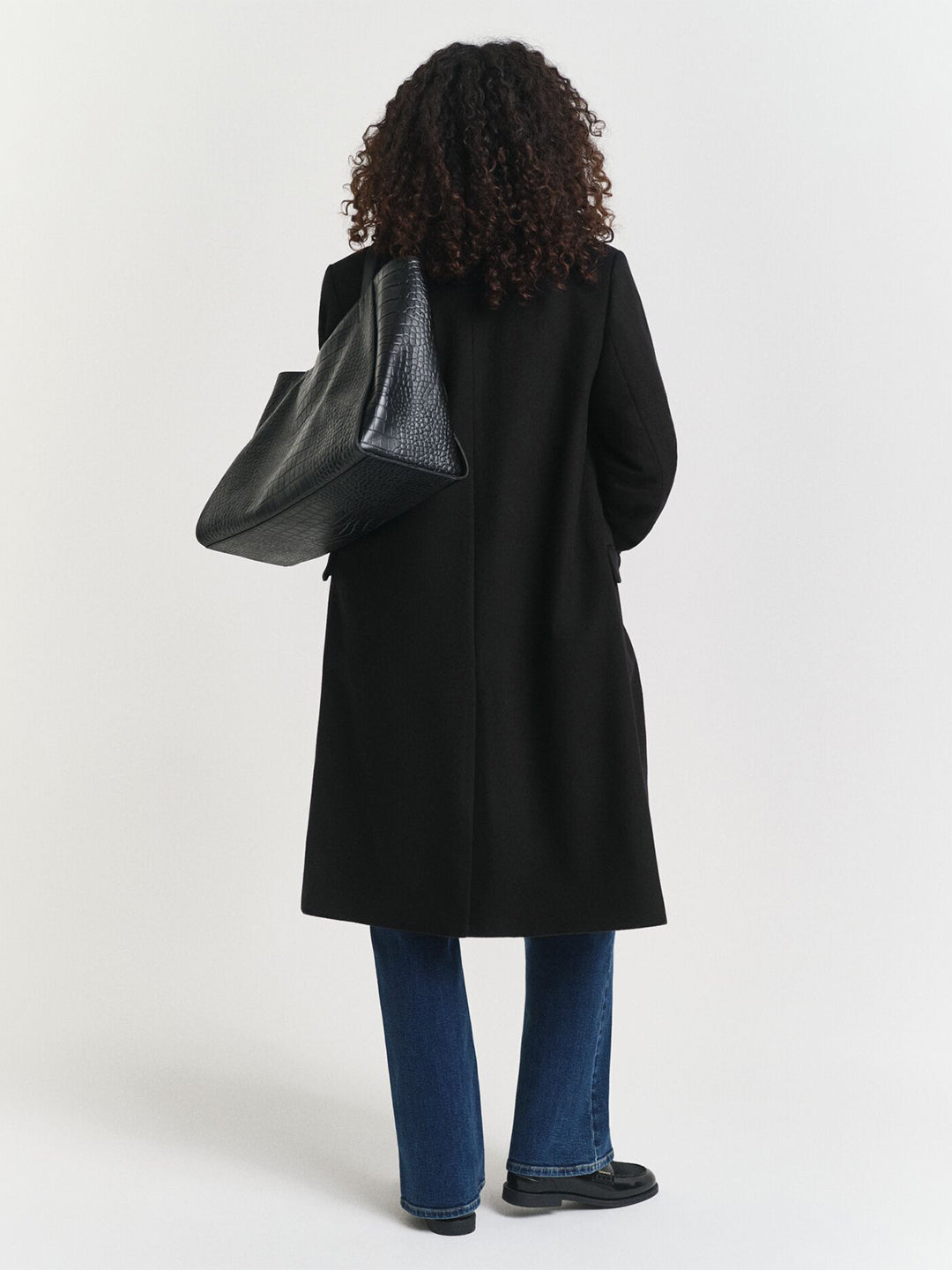 Gant Women Black Solid Collar Overcoat