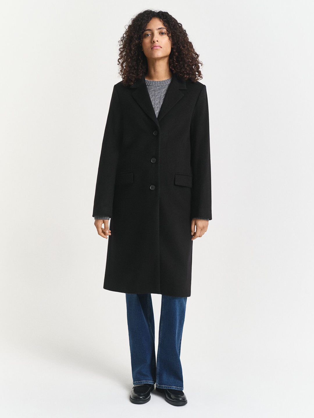 Gant Women Black Solid Collar Overcoat