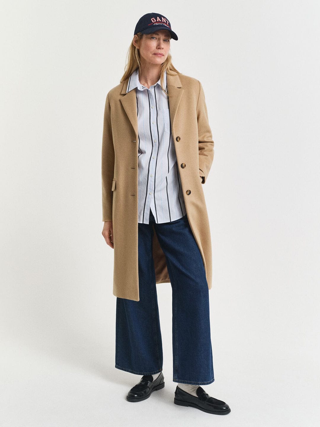 Gant Women Brown Solid Collar Overcoat