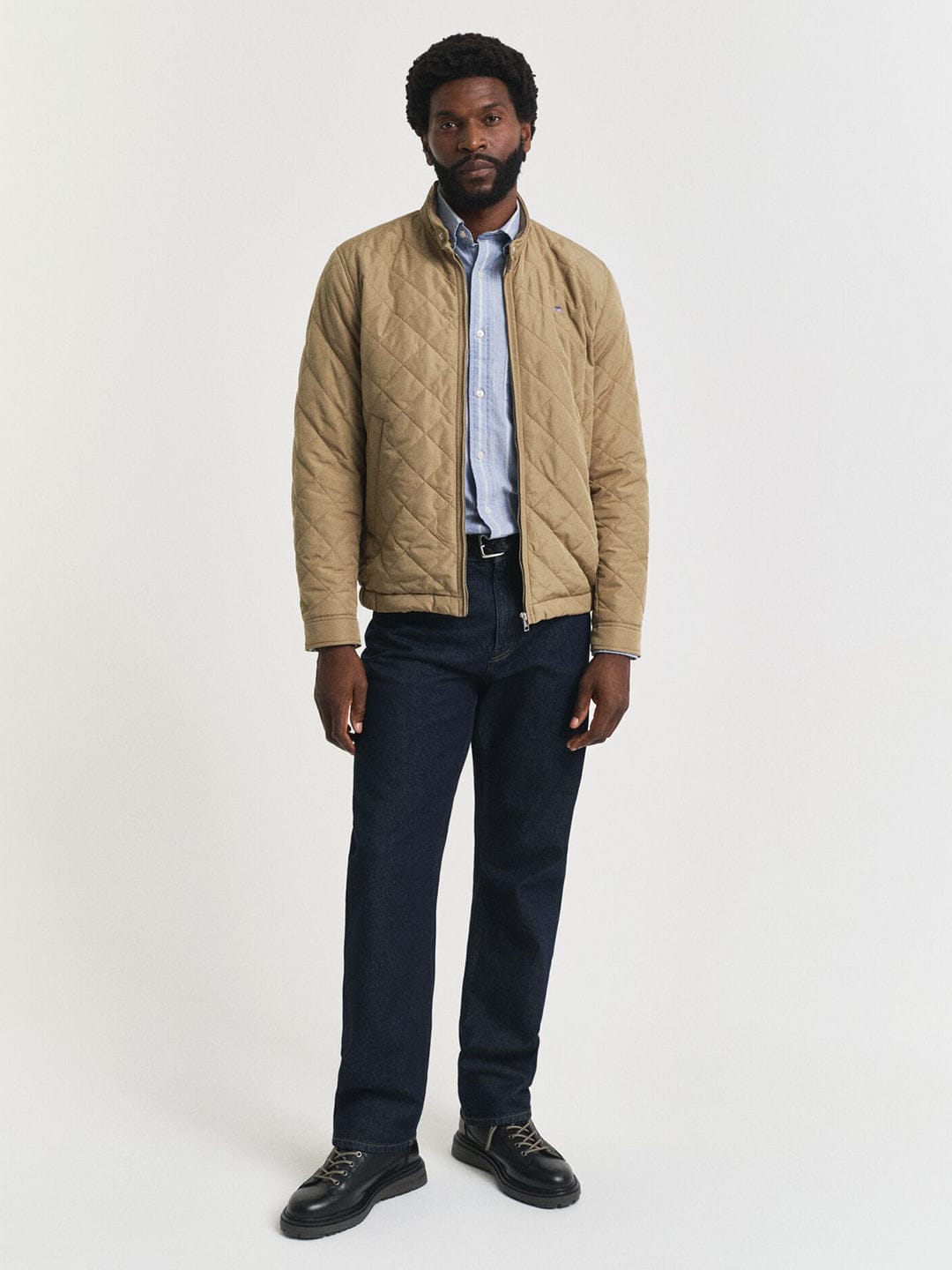 Gant Men Khaki Solid Collar Jacket