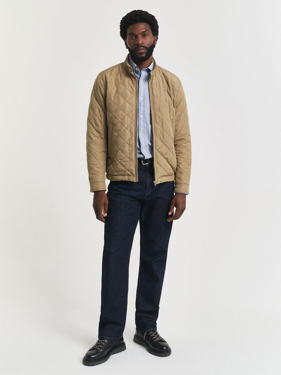 Gant Men Khaki Solid Collar Jacket