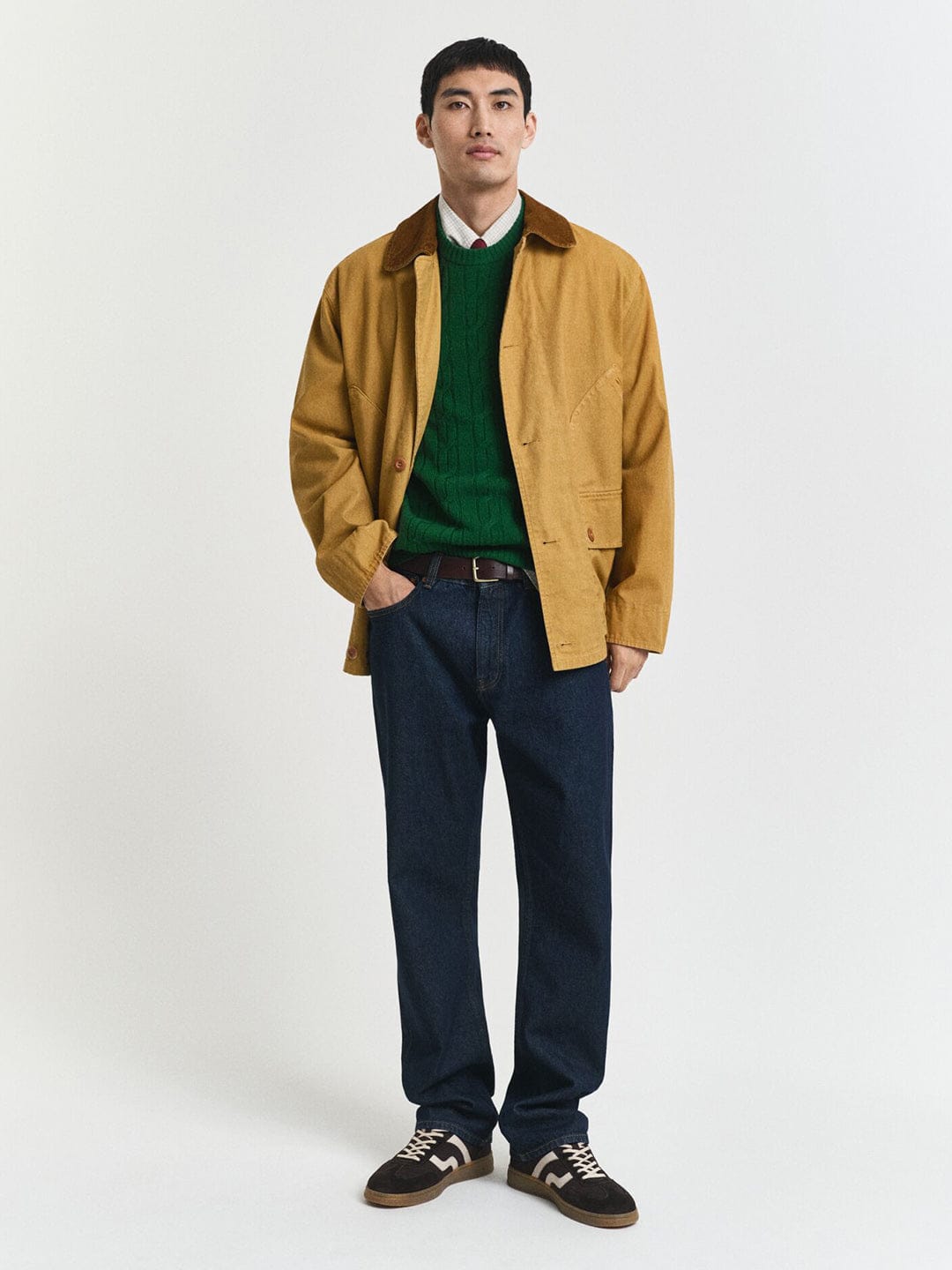 Gant Men Green Solid Crew Neck Sweater