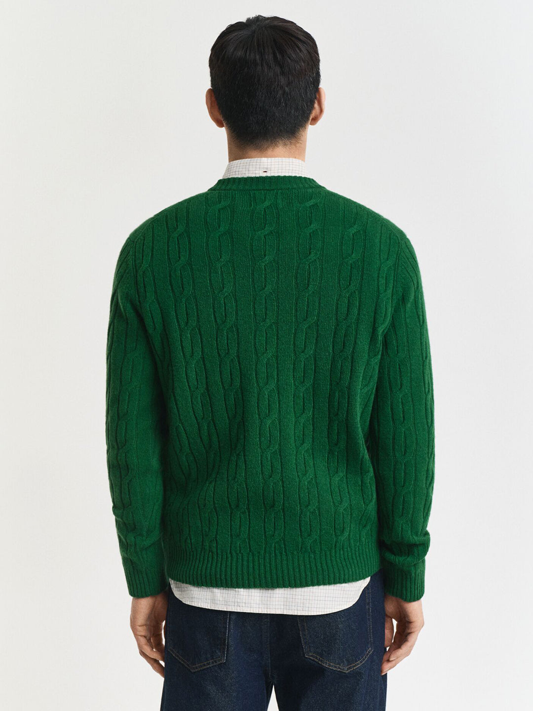 Gant Men Green Solid Crew Neck Sweater