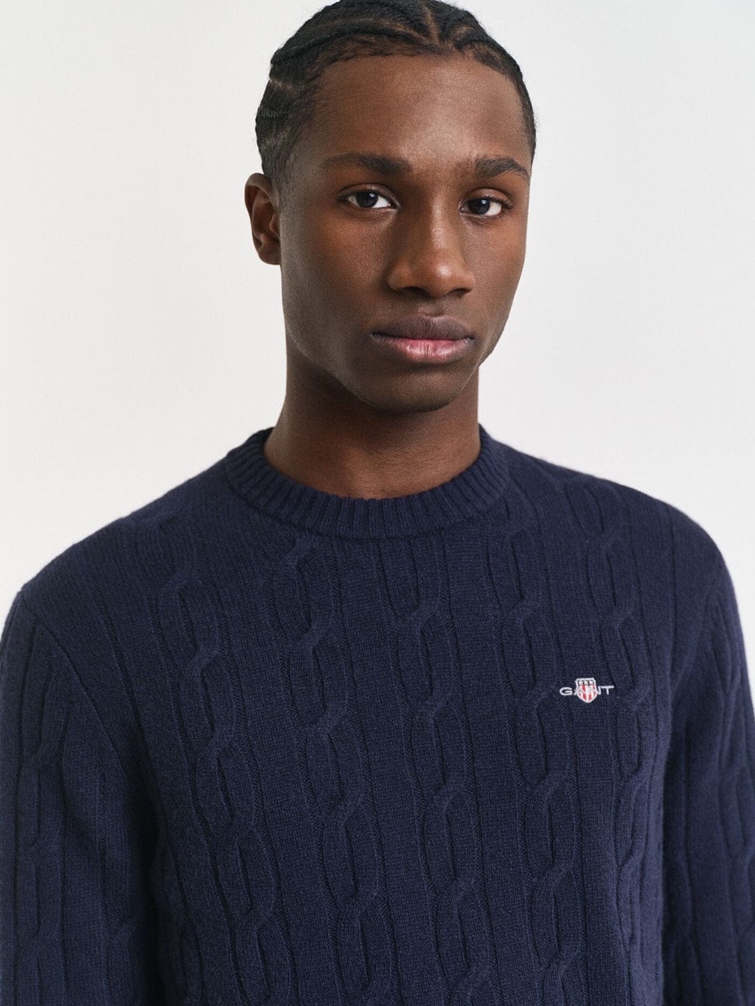 Gant Men Blue Solid Crew Neck Sweater