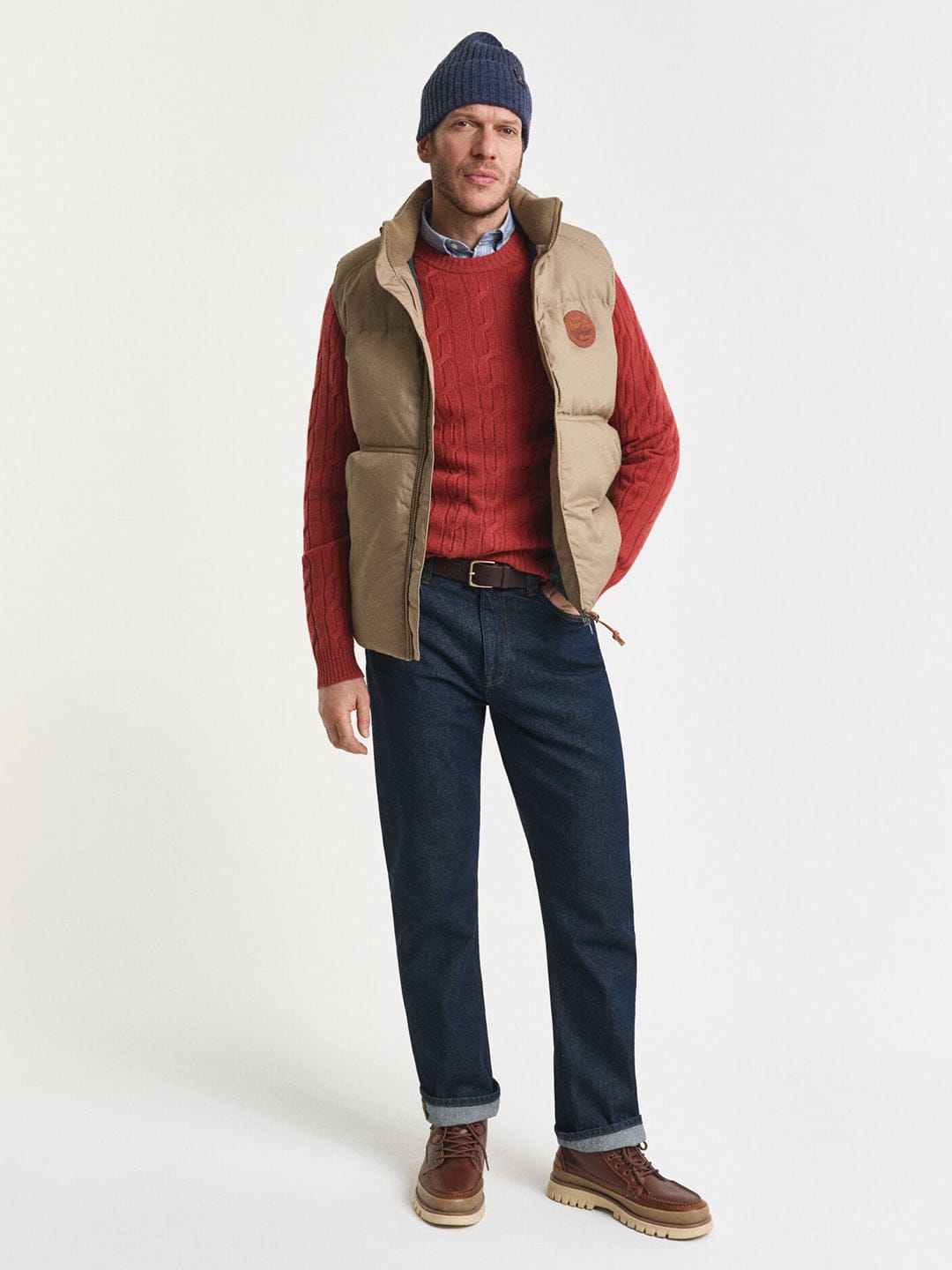 Gant Men Red Solid Crew Neck Sweater