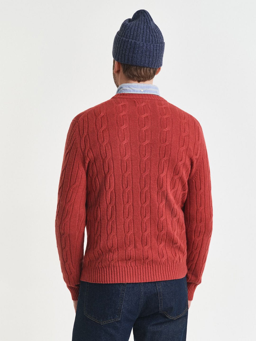 Gant Men Red Solid Crew Neck Sweater