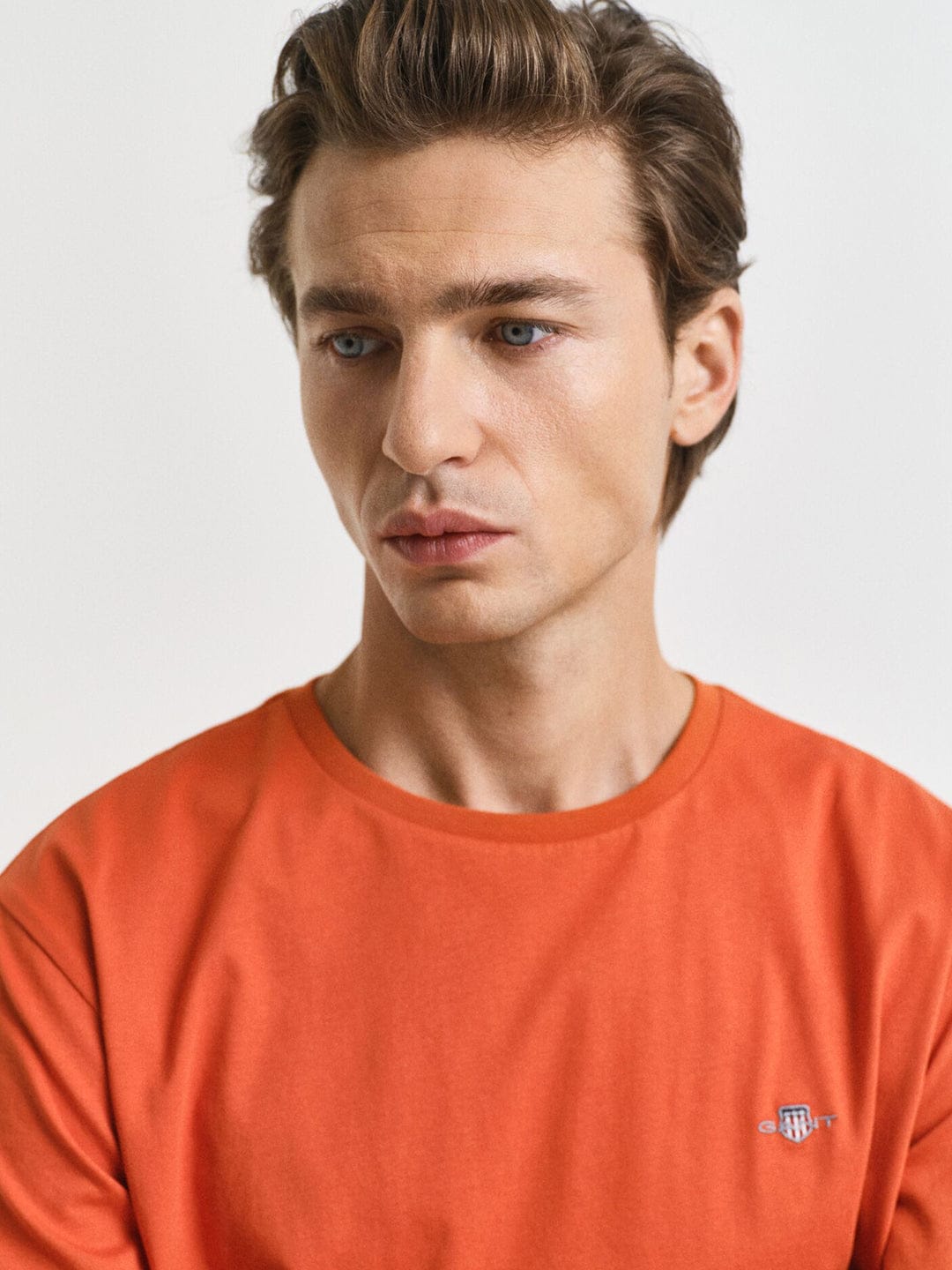 Gant Men Orange Solid Crew Neck Tshirt