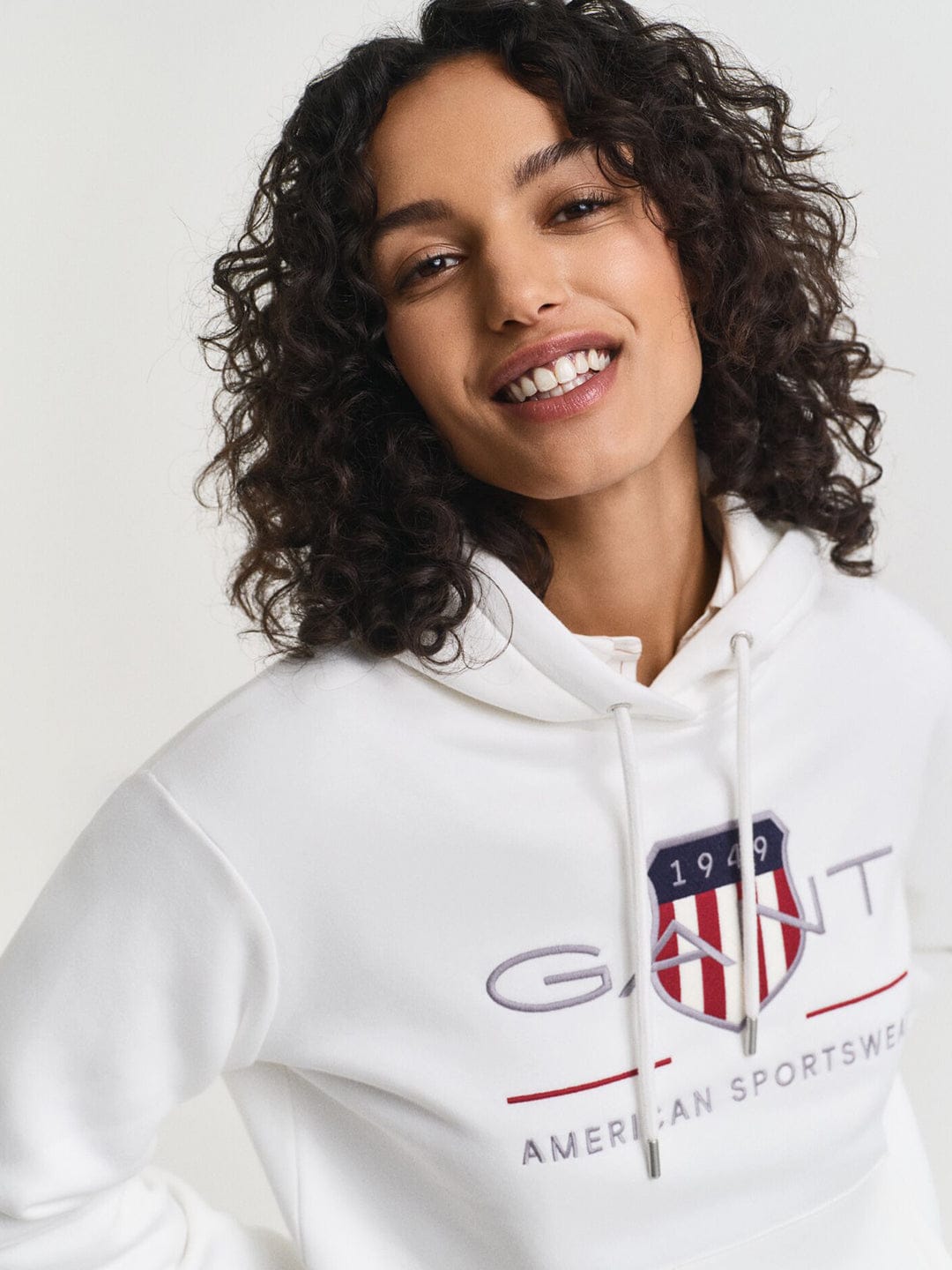 Gant Women White Placed Graphic Hooded Sweatshirt
