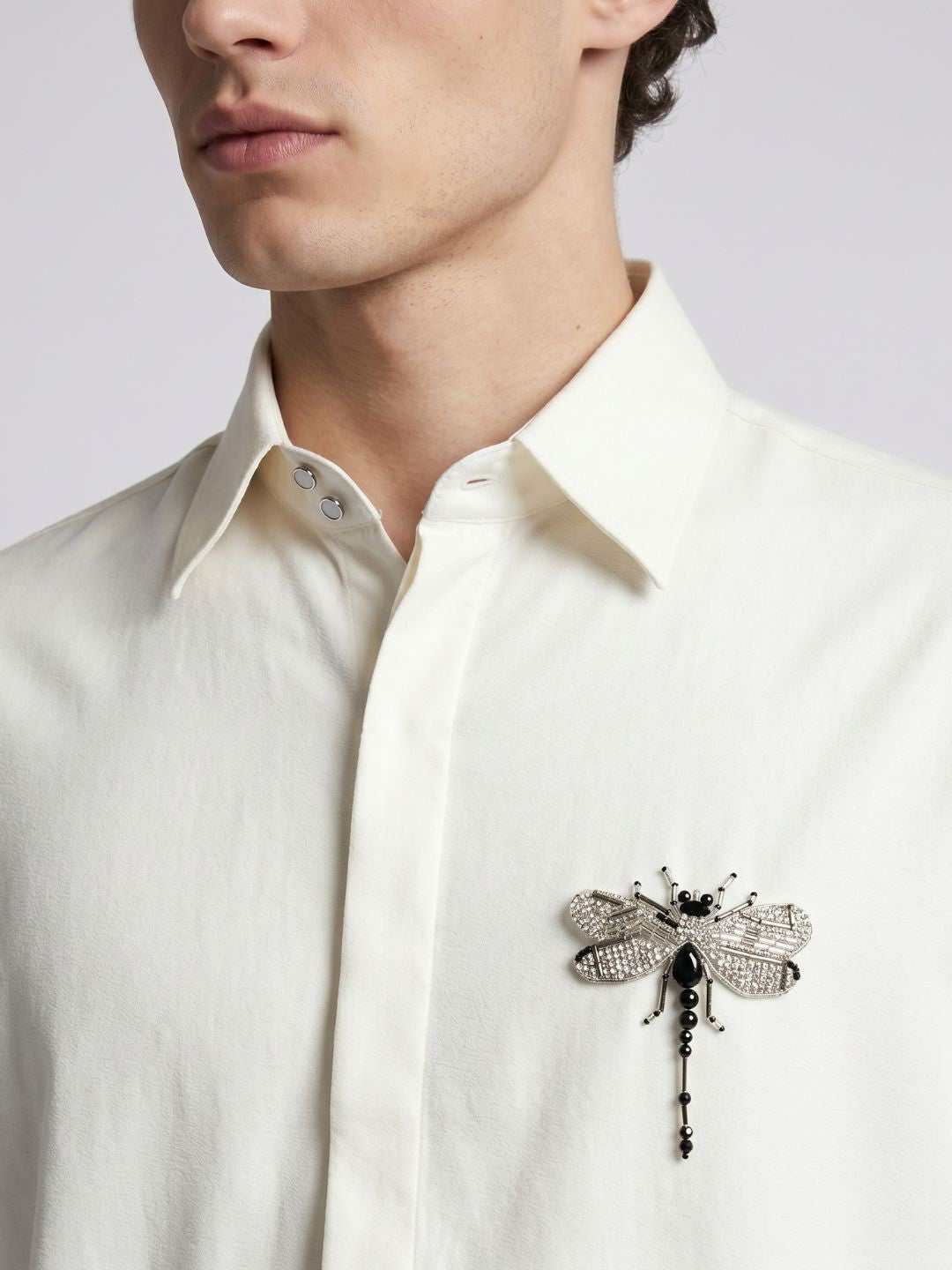Amit Arora Men Cream Embellished Slim Fit Shirt