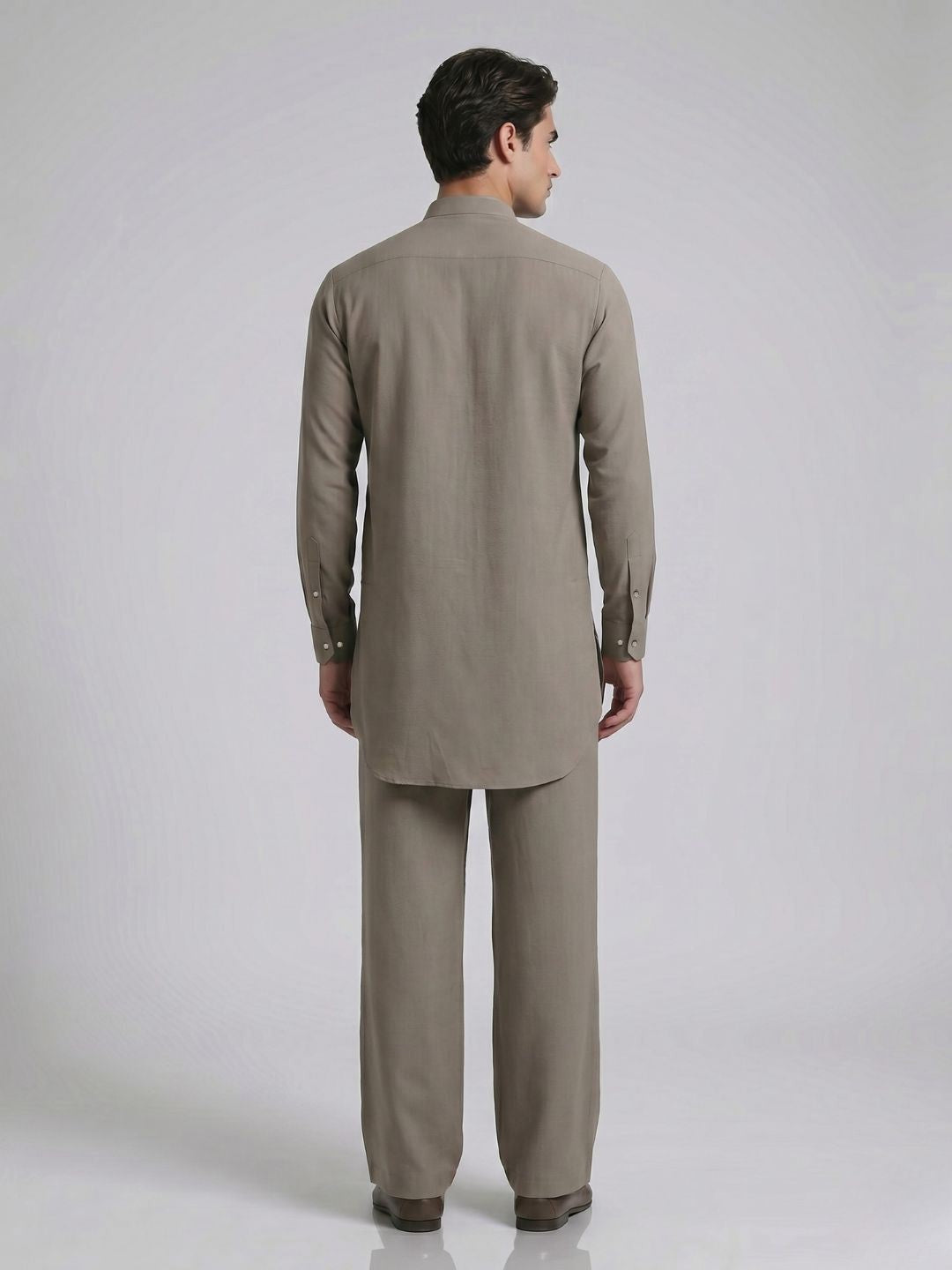Amit Arora Men Brown Embroidered Slim Fit Kurta Pajama Set