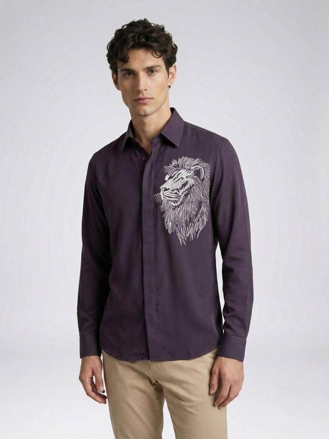 Amit Arora Men Purple Embellished Slim Fit Shirt