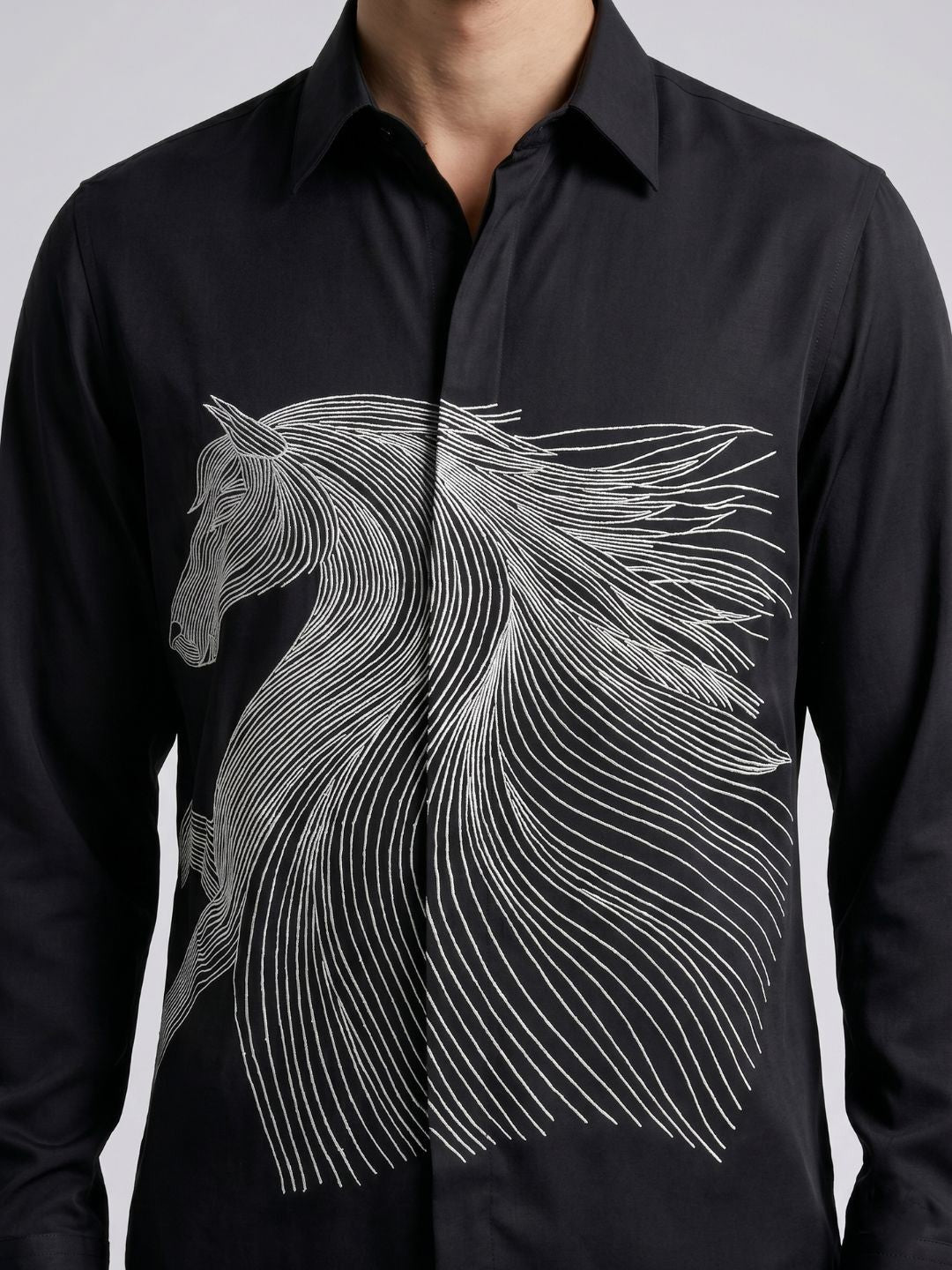 Amit Arora Men Black Embroidered Slim Fit Shirt