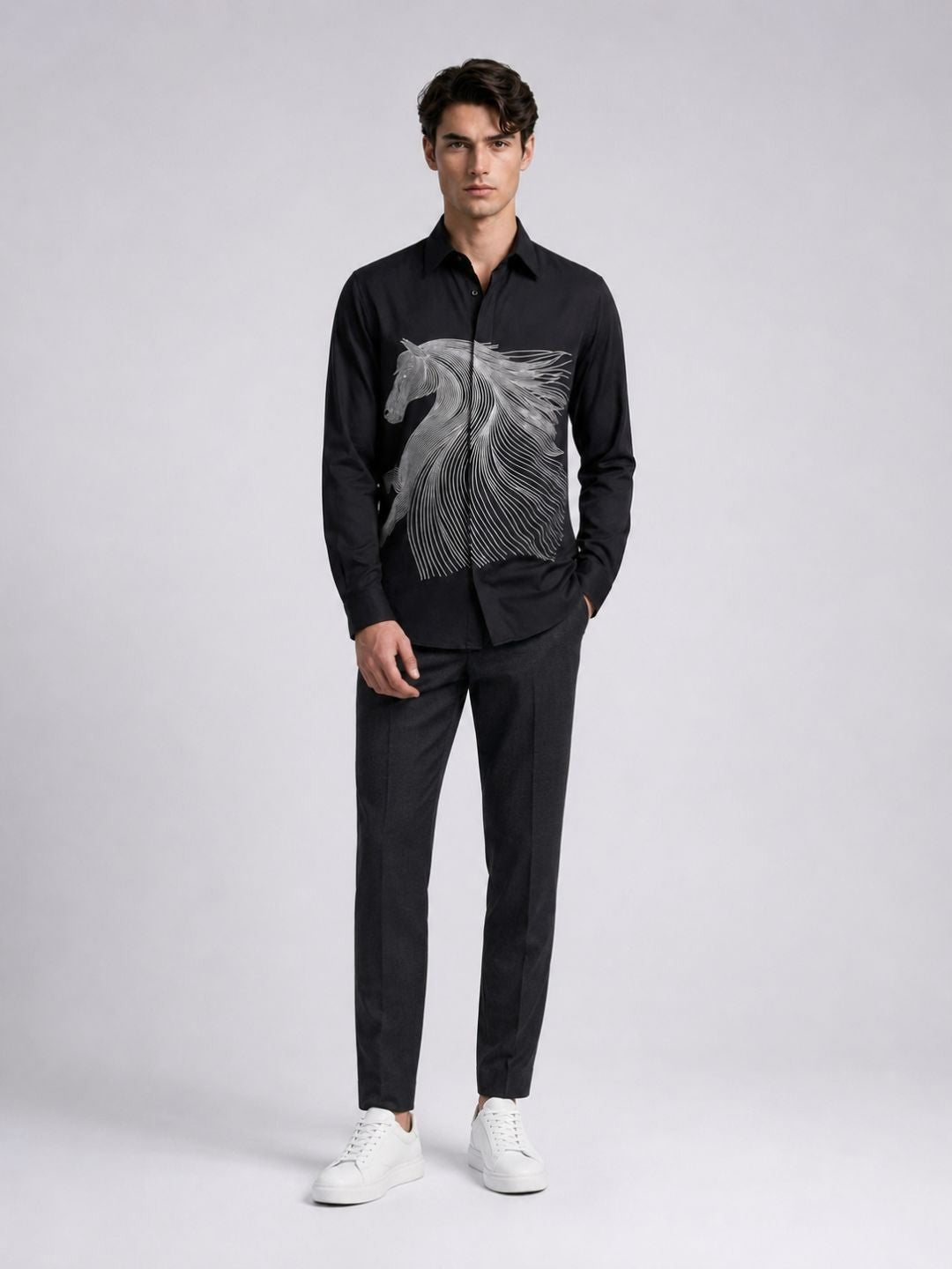 Amit Arora Men Black Embroidered Slim Fit Shirt