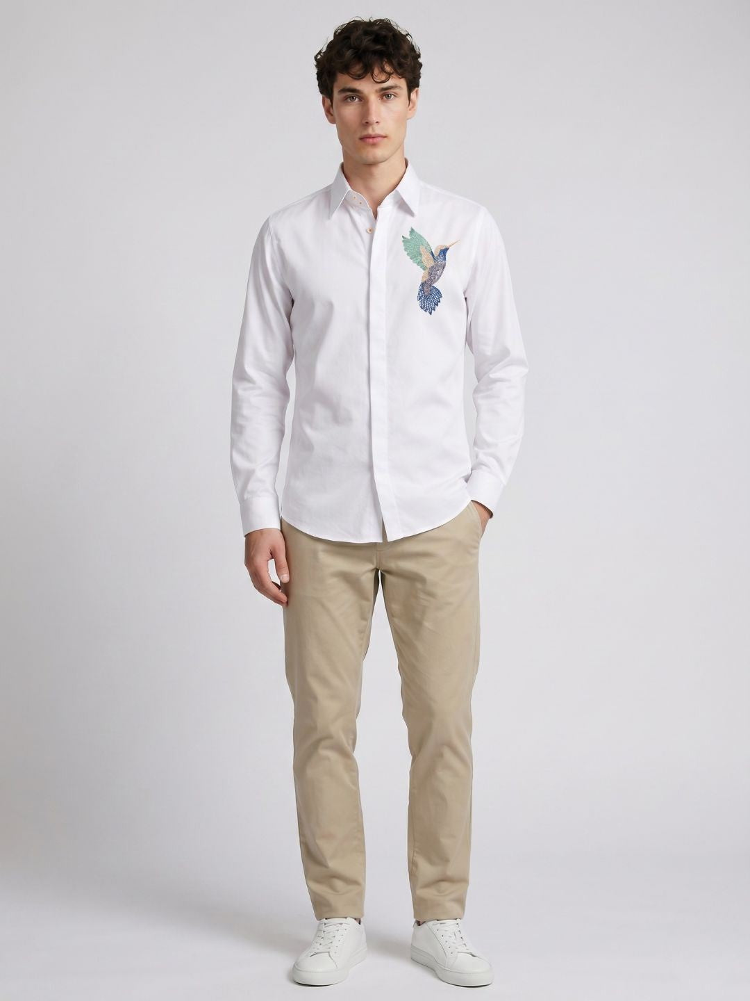 Amit Arora Men White Embroidered Slim Fit Shirt
