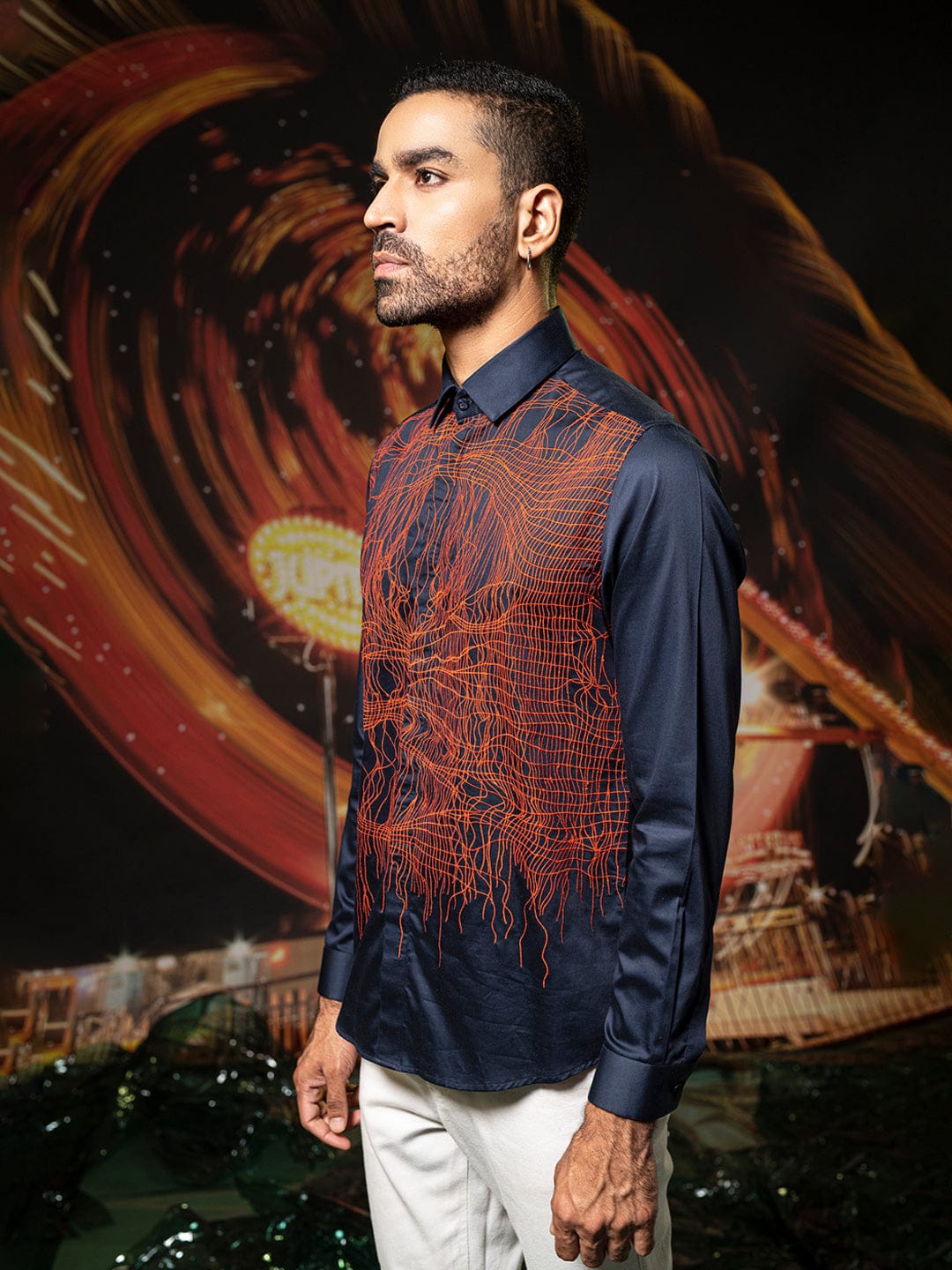 Abkasa Men Blue Collar Shirt