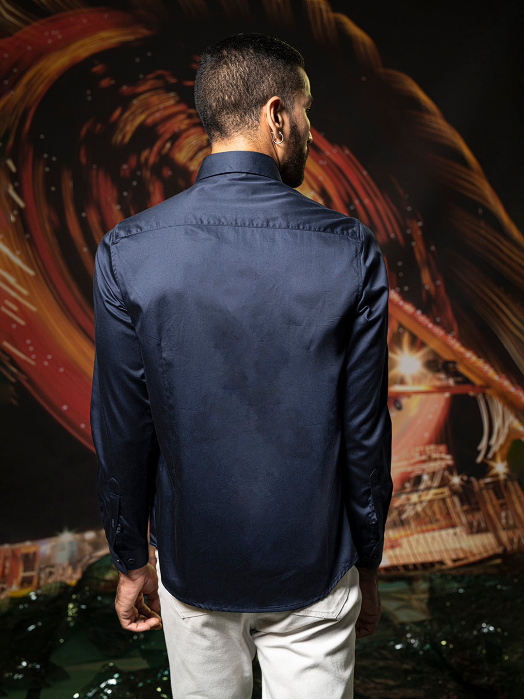 Abkasa Men Blue Collar Shirt