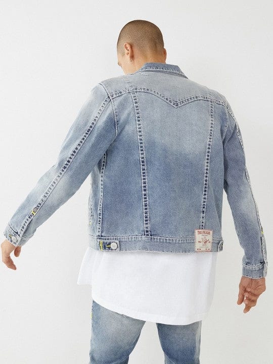 True Religion Men Blue Regular Fit Jacket