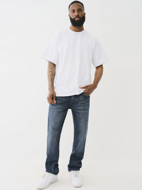 True Religion Men CROSS STITCH Ricky Straight Fit Dark Wash Jeans