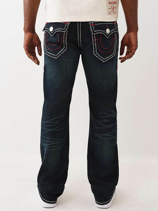True Religion Men Super T Billy Bootcut Fit Dark Wash Jeans