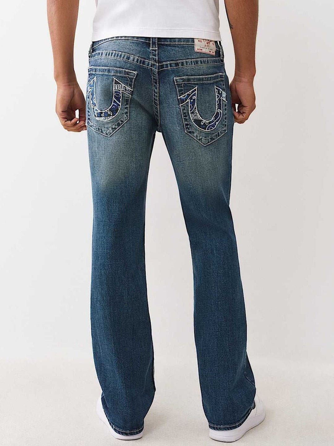 True Religion Men Embroidered Billy Bootcut Fit Medium Wash Jeans