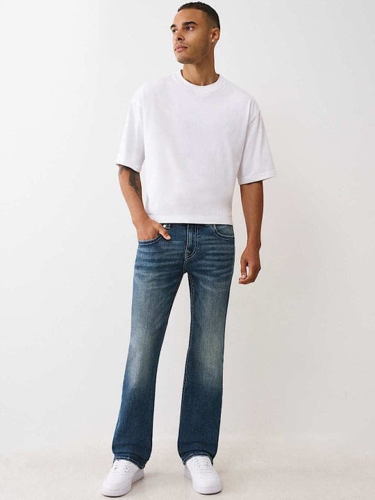 True Religion Men Embroidered Billy Bootcut Fit Medium Wash Jeans
