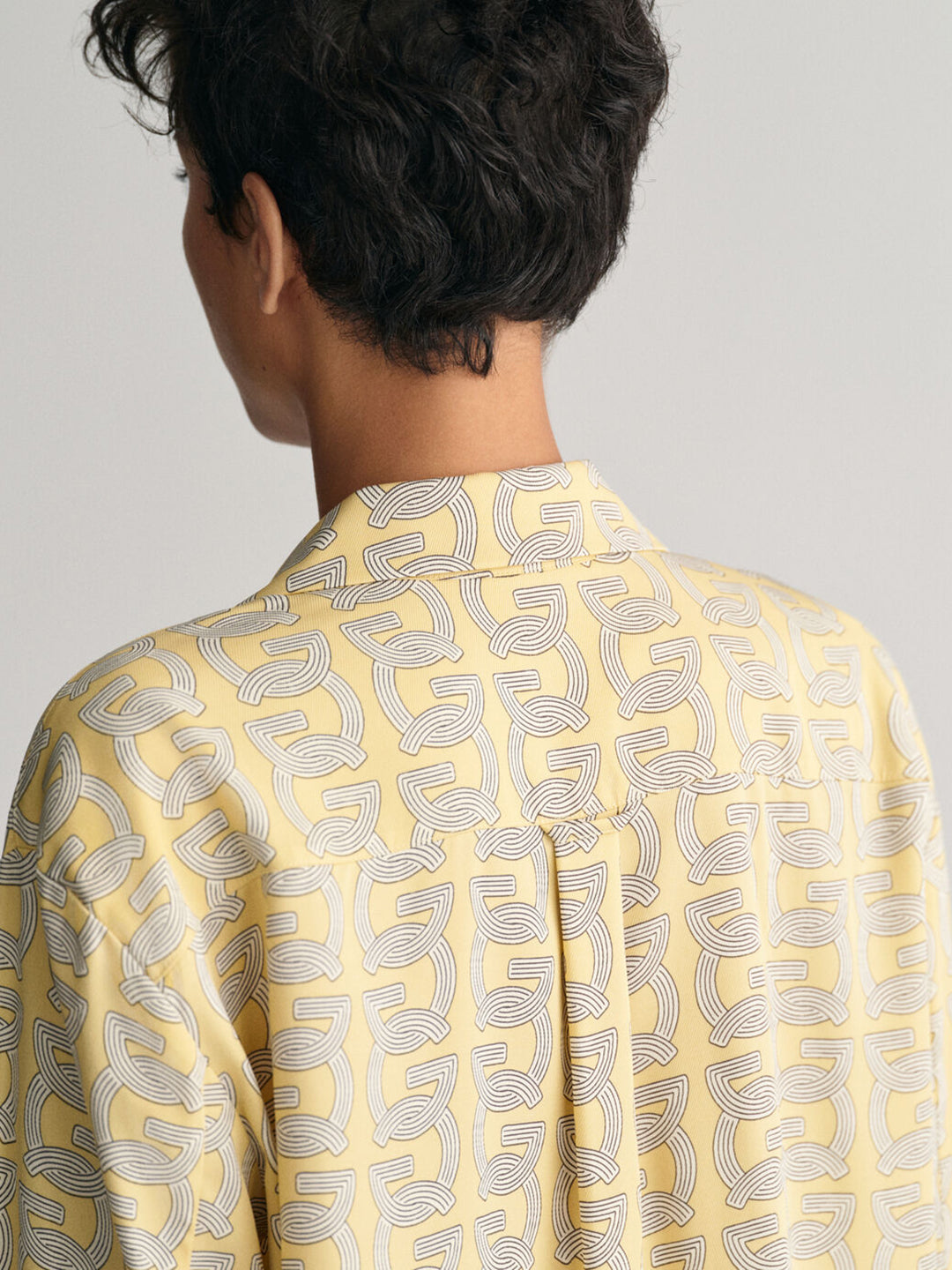 Gant Women Yellow Printed Cuban Collar Full Sleeves Shirt