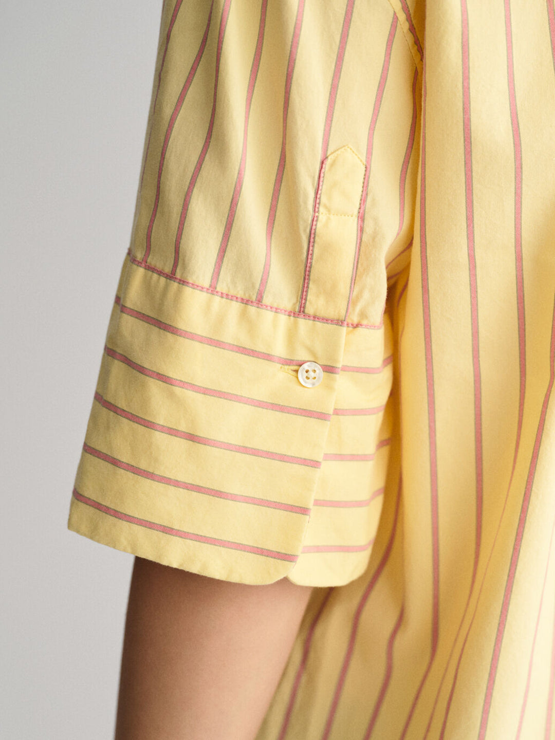 Gant Women Yellow Striped Spread Collar Short Sleeves Shirt