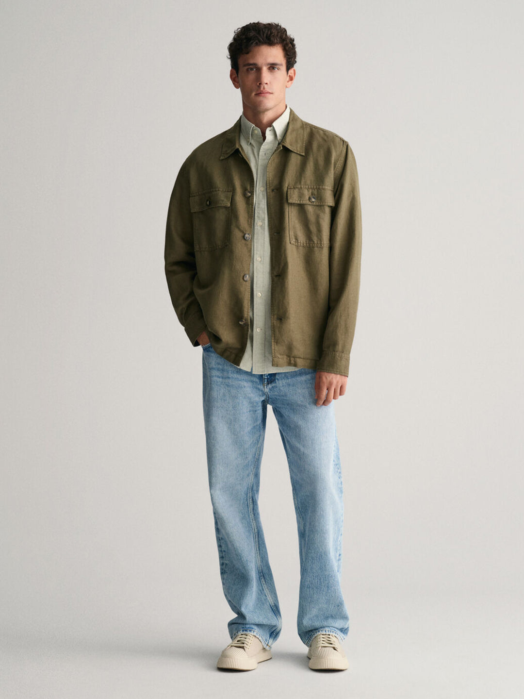 Gant Men Green Solid Button-down Collar Long Sleeves Shirt