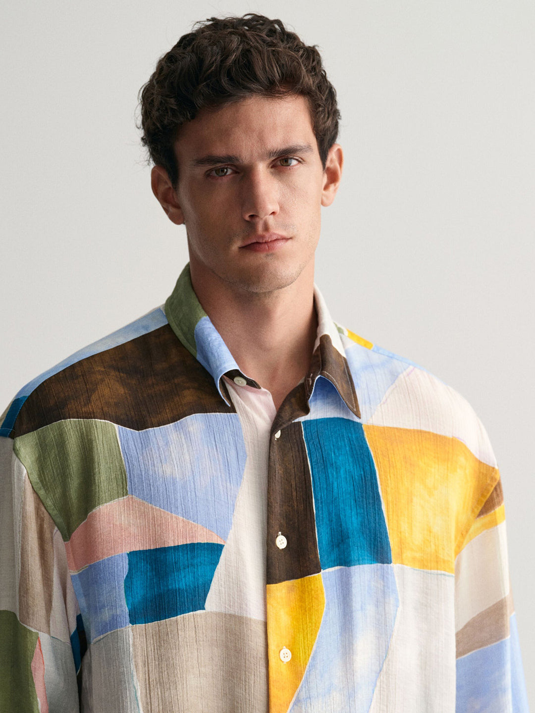 Gant Men Multi Colour-Blocked Spread Collar Full Sleeves Shirt