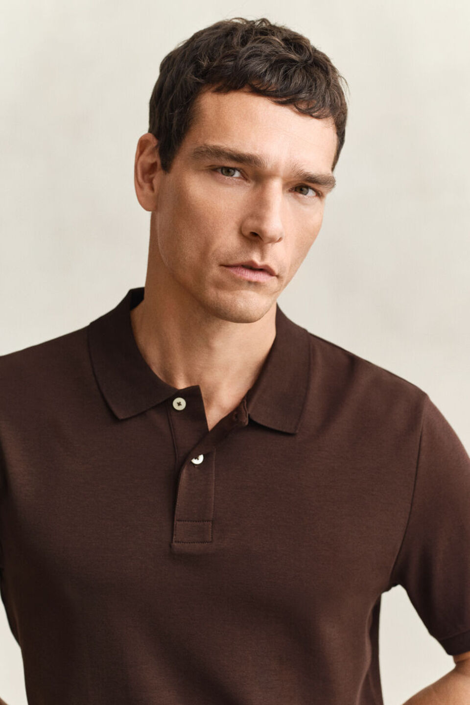 Gant Men Brown Solid Regular Fit Pure Cotton Polo T-Shirt