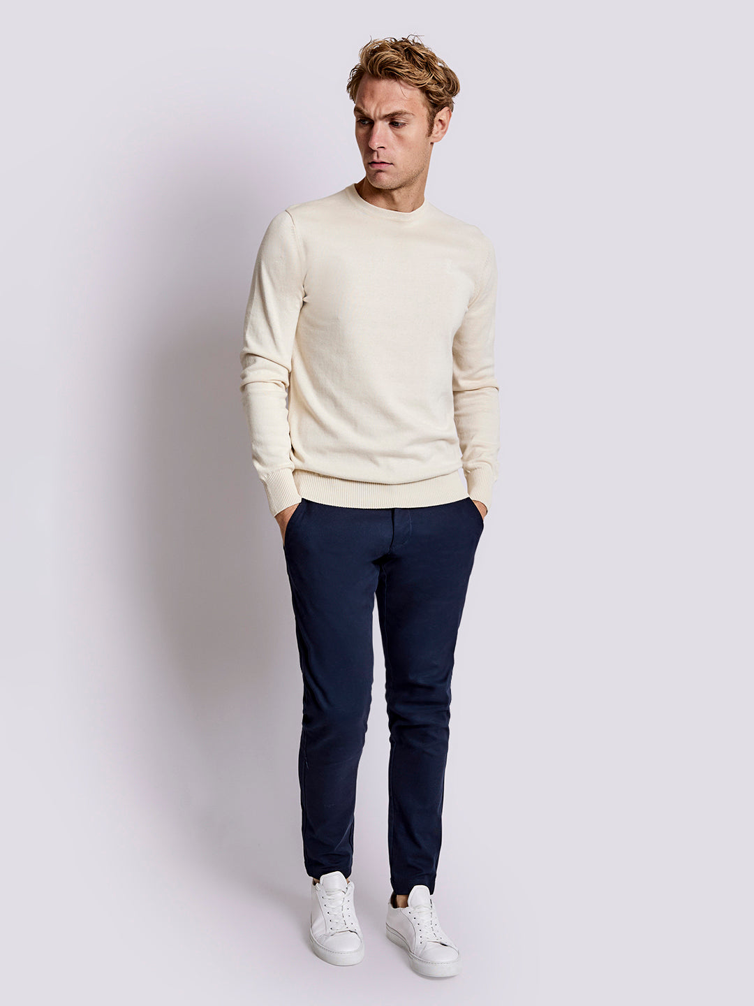 Bruun & Stengade Men Navy Blue Solid Slim Fit Trouser