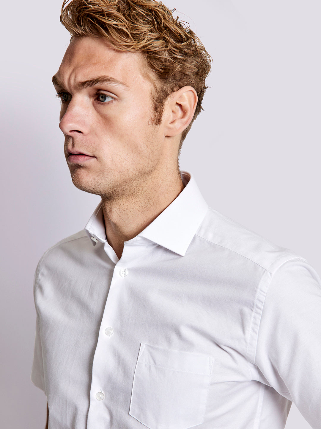 Bruun & Stengade Men White Solid Collar Shirt