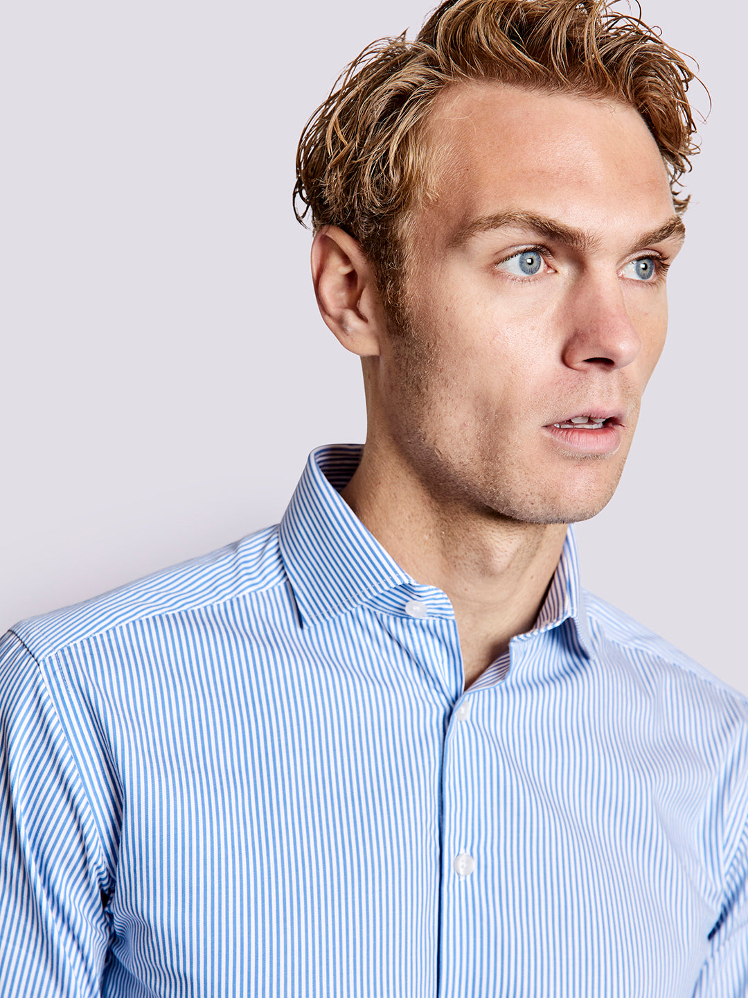 Bruun & Stengade Men Multi Striped Collar Shirt