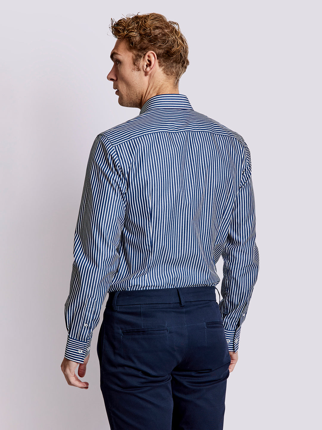 Bruun & Stengade Men Multi Striped Collar Shirt