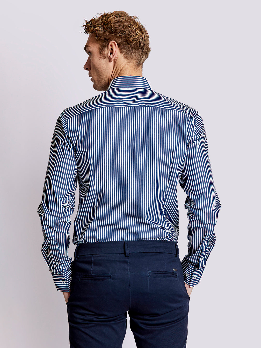Bruun & Stengade Men Multi Striped Collar Shirt