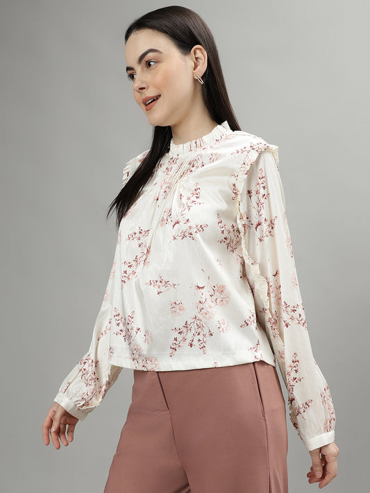 Centrestage Women Printed Round Neck Long Sleeves Top
