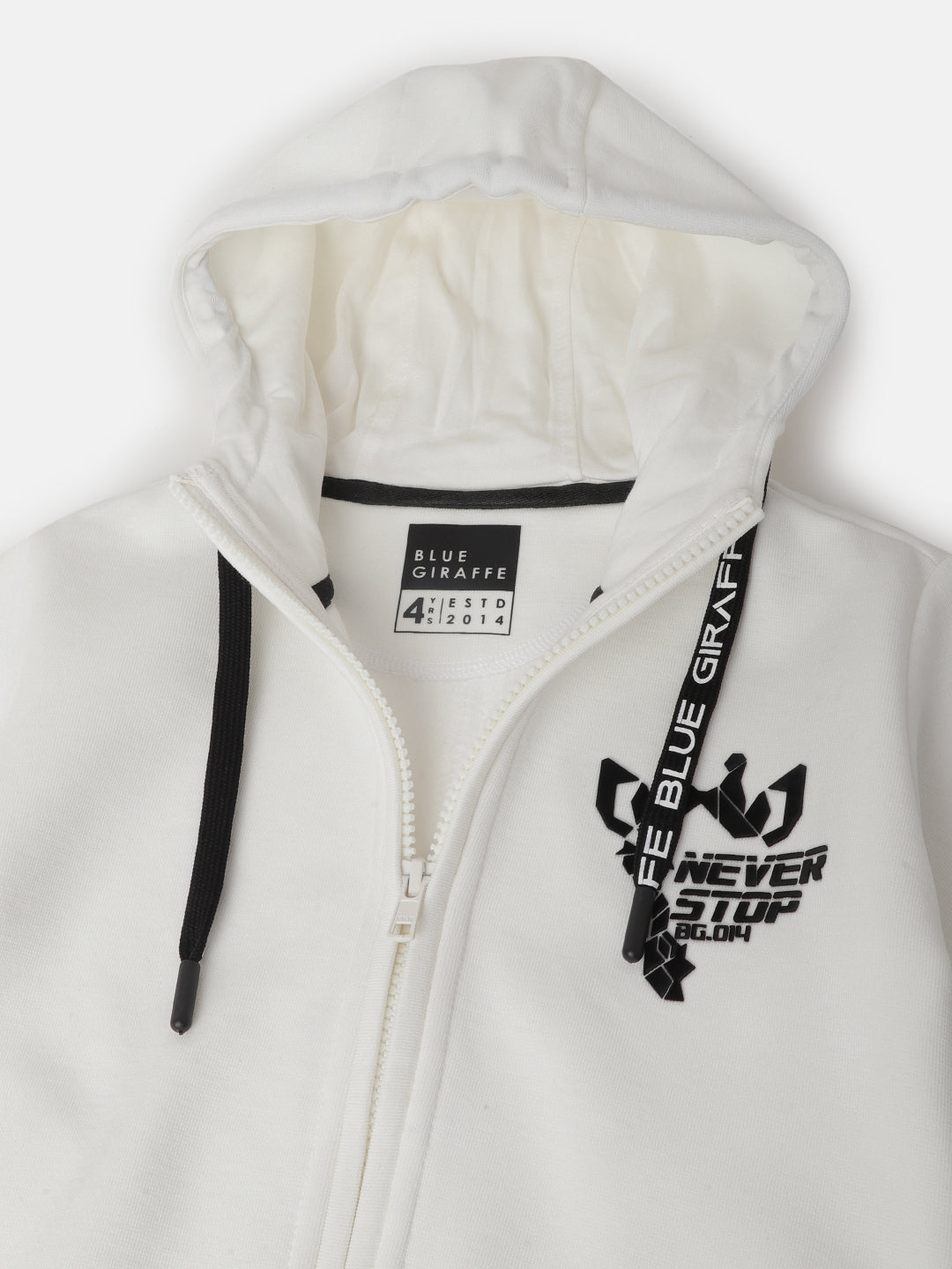 Blue Giraffe Boys Solid Full Sleeves Hooded Sweatshirt