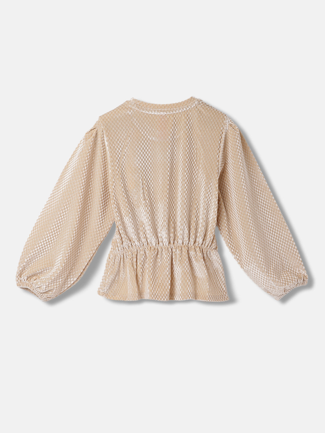 Blue Giraffe Kids Cream Checked Relaxed Fit T-Shirt