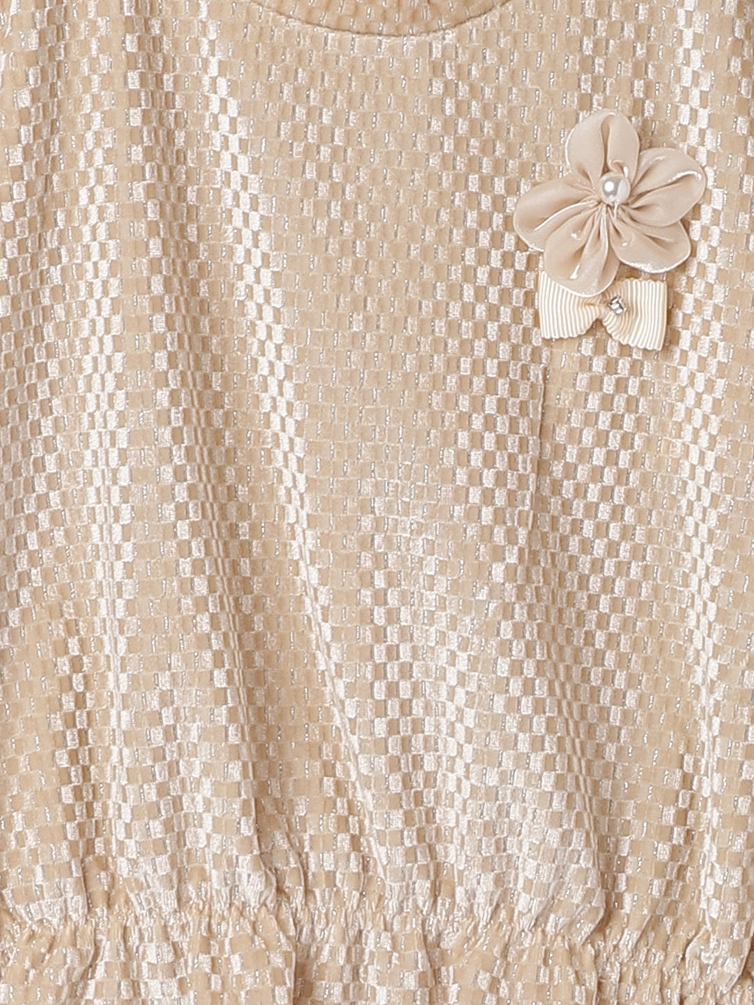 Blue Giraffe Kids Cream Checked Relaxed Fit T-Shirt