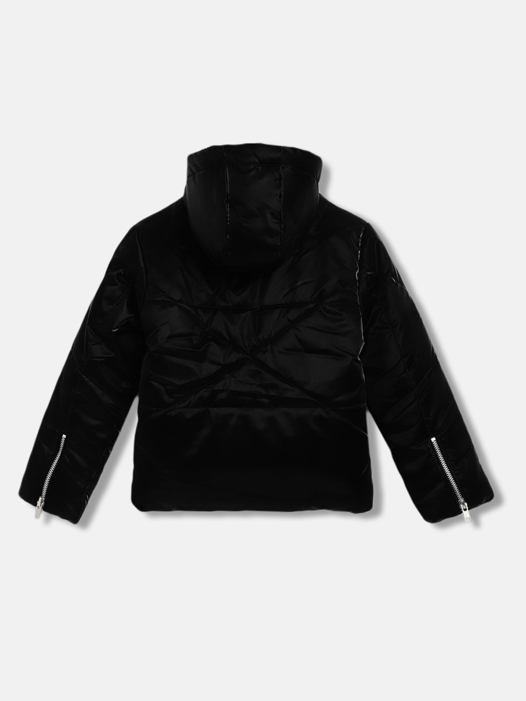 Blue Giraffe Girls Solid Full Sleeves Hooded Jacket