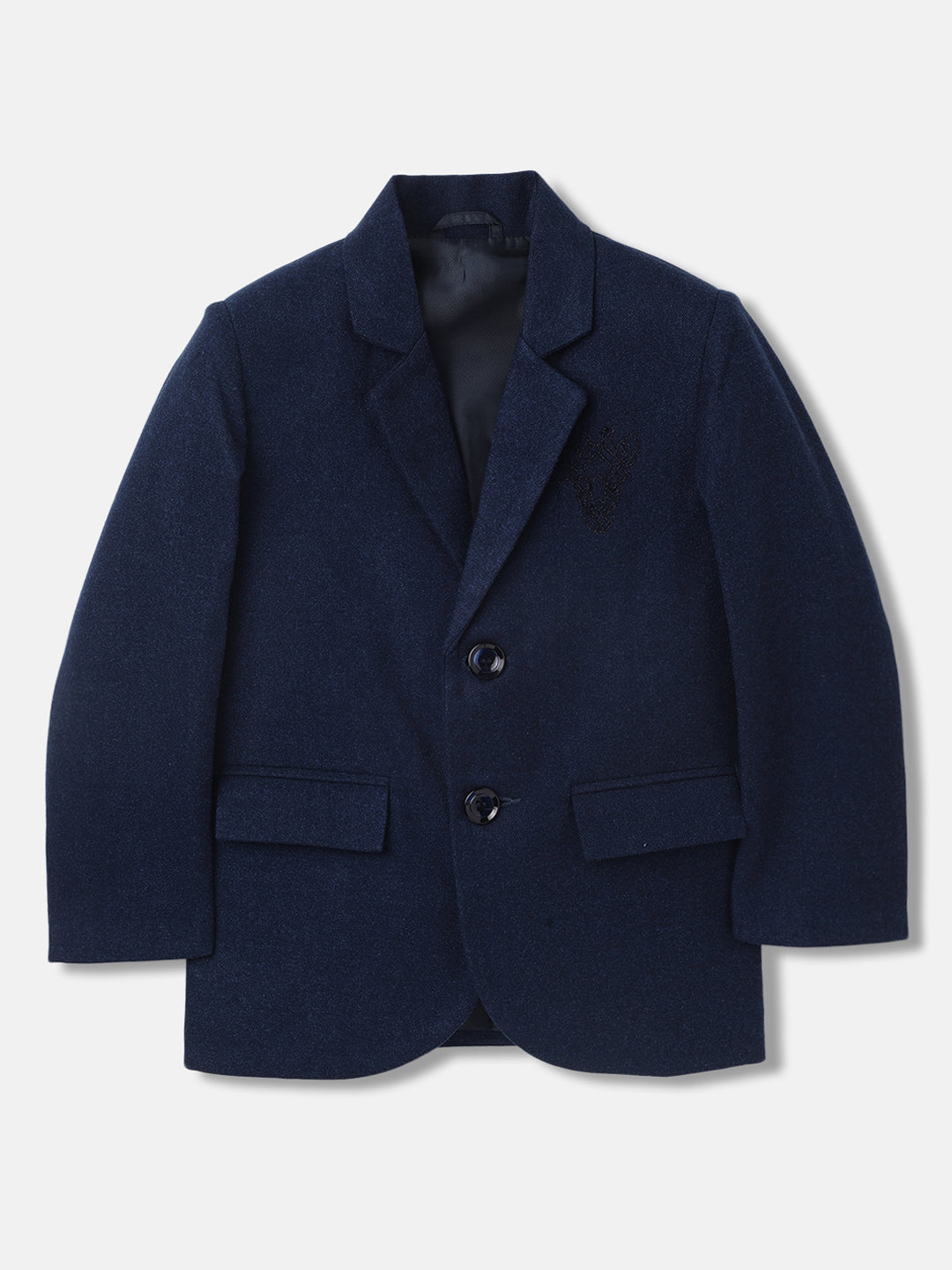Blue Giraffe Boys Solid Full Sleeves Notched Lapel Blazer