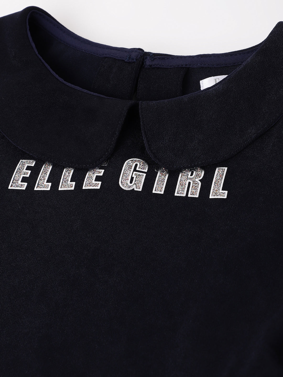 Elle Girls Solid Full Sleeves Peter Pan Collar Dress