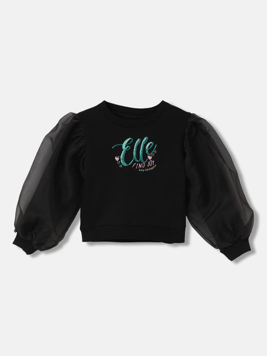 Elle Girls Solid Full Sleeves Round Neck Sweatshirt